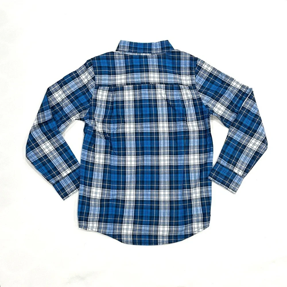 NWT Children's Place Boys Pacific Blue Plaid Button Down Shirt